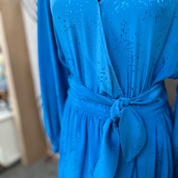 Elegant Vintage 1960’s Silk size 14 Blue Women's wrap Dress - Picture 7 of 8